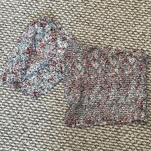 WILLOW + ROOT Women's L Floral Tube Top One Short Sleeve Stretch Shirt EUC